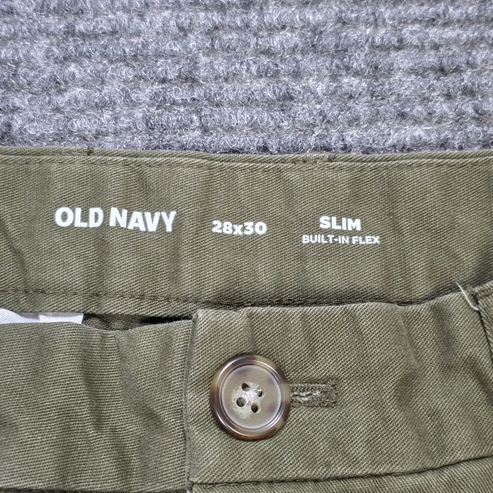 Old Navy Slim Built-In Flex Chino Pants Men's Size 28x30‎ Olive Green Stretch